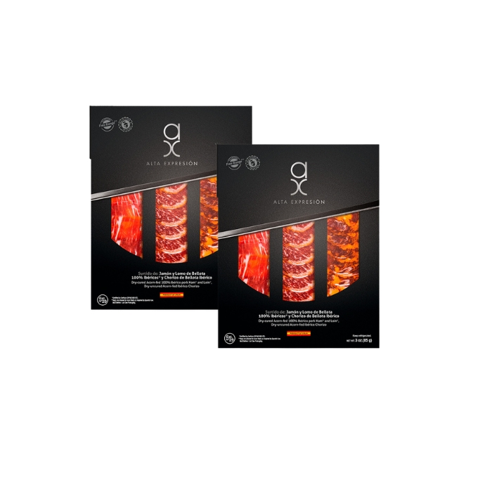 Surtido Ibérico de Bellota Jamón, Lomo y Chorizo (3 oz)_pack 2uds